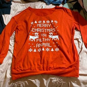 Off the shoulder merry Christmas you filthy animal long sleeve shirt